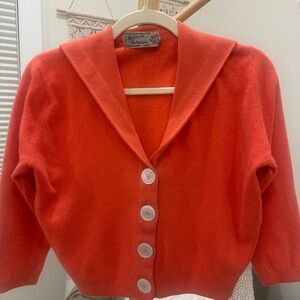 Vintage I. Magnin by Ballantyne Cropped Wool Cardigan Sweater / 60s style